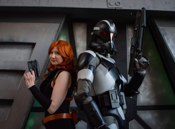 "I don't know about the rest of you, but I'd be just as happy if this stayed nice and simple." Mara Jade (DZ 13103) pride of The Swedish Garrison with Clone Trooper (CX 64645). 
Photo: Mikael Reis.
#501st #MoreThanLegends #StarWars <a href="/CT_501st/">Clone Trooper Det</a>  <a href="/501stLegion/">501st Legion</a>