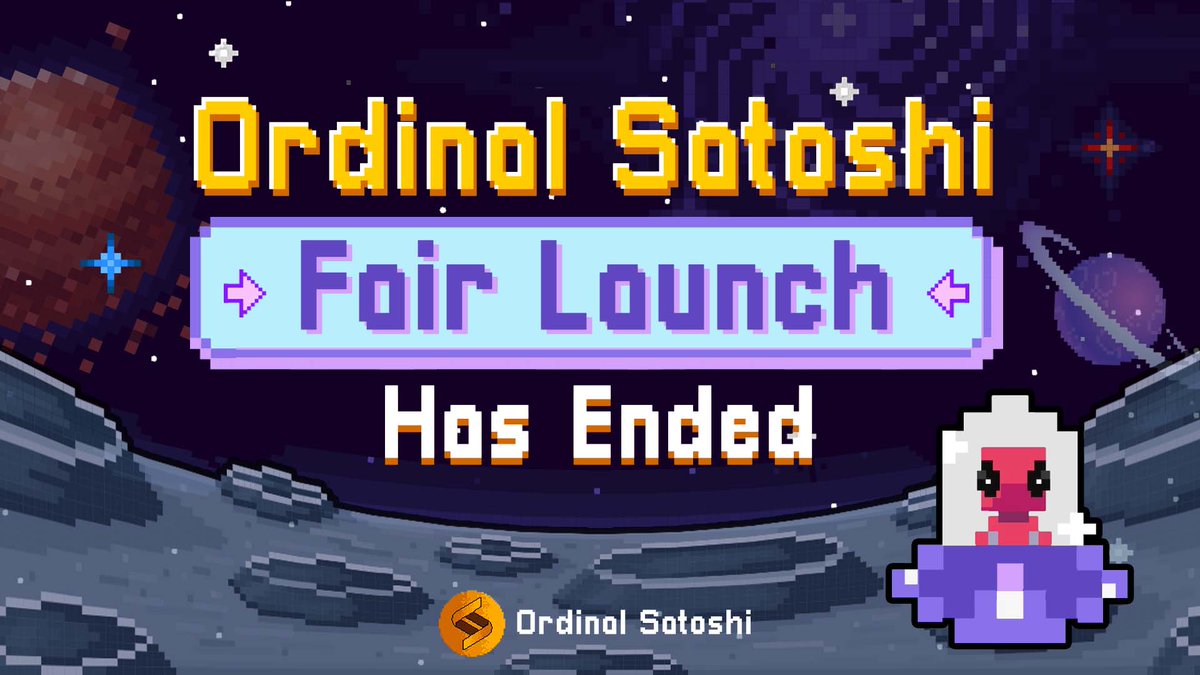 OrdinalSatoshi's tweet photo. Ordinal Satoshi Fair Launch Has Ended! 

We are excited to announce that the Fair Launch for Ordinal Satoshi has come to a close with a total of 11 ETH raised from 40 contributors. We are truly thankful for your support. https://t.co/gKcEiUSiEk