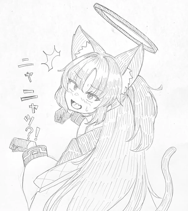 はにゃせユウカさんは高いアニマルセラピー効果があると日本時間2:16に英ニャックスフォード大学教授ンニャ・バ・カニャーが発表 (WNP新聞インターネット記事より)  #ブルアカ #ブルーアーカイブ #早瀬ユウカ