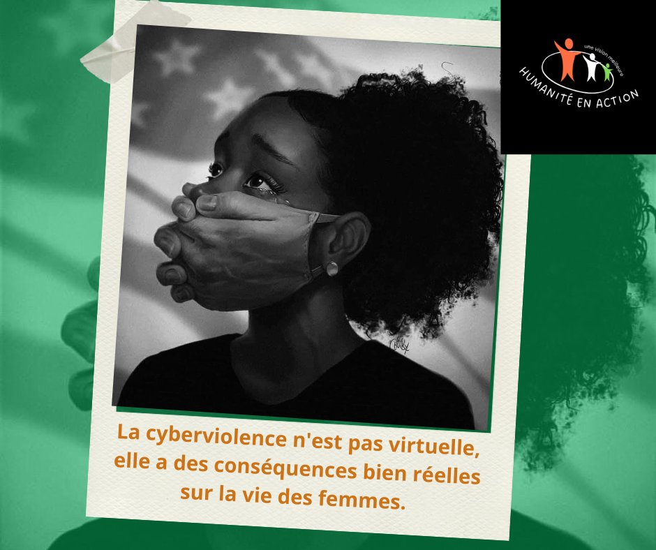 Humaniteaction's tweet image. Le pouvoir des mots peut blesser, même à travers un écran. Ensemble, combattons la cyberviolence et créons un espace en ligne sécurisé pour toutes les femmes. 
#EnLigneSansPeur #CyberProtectionFemmes
