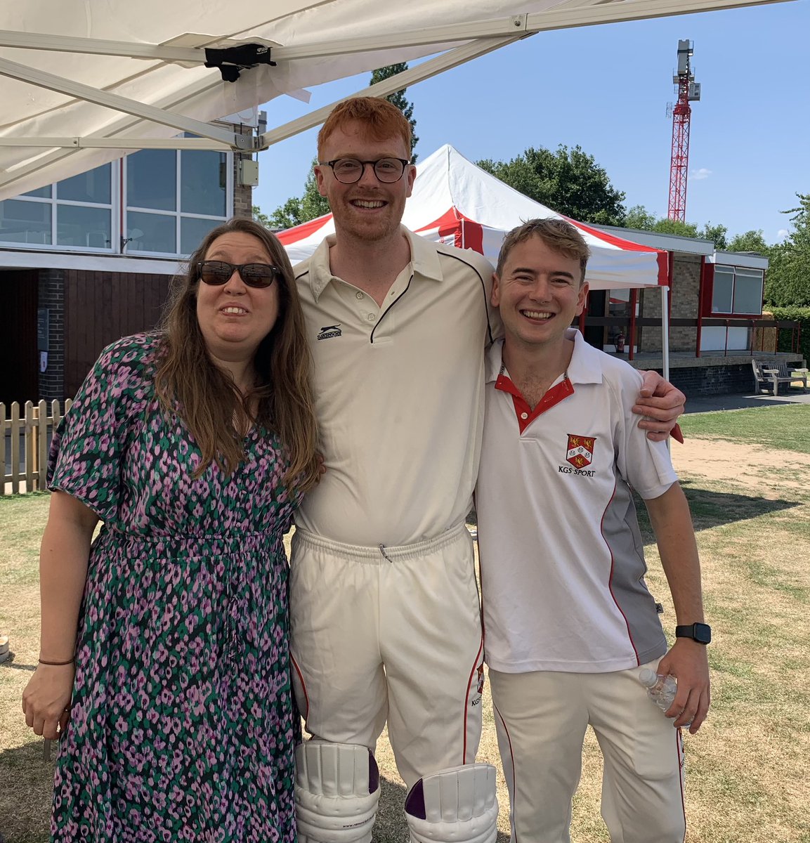 KGS_Geography's tweet photo. Lovely to see former KGS Geography students at Ditton Field today for Sturgeon cricket and tennis! Thank you for coming Tom, Ali and Ben! @KGS1561 @KGSheadmaster https://t.co/aofYGsVWYq