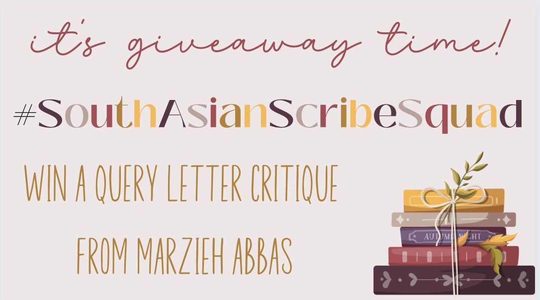 🚨GIVEAWAY🚨

For your chance to win a pb query letter critique from Marzieh, tag a writing friend below. 

#writingcommunity #kidlit #amwriting #amquerying #southasianscribesquad