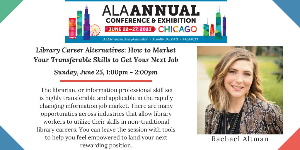 alaplacement's tweet image. Join Rachel Altman as she gives you the tools to help you feel empowered to land your dream job! We are located in McCormick West - Level 3 -Halls F1 and F2! Conference registration is not required to attend. This session starts in 10 minutes! #ALAAC23PLACEMENT #ALAAC23