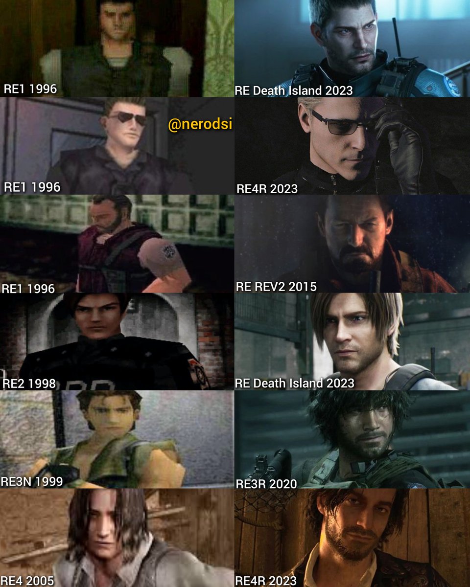 The Resident Evil men then & now 

#ResidentEvil #REBHFun #ChrisRedfield #AlbertWesker #BarryBurton #LeonKennedy #CarlosOliveira #LuisSerra #Biohazard #Capcom