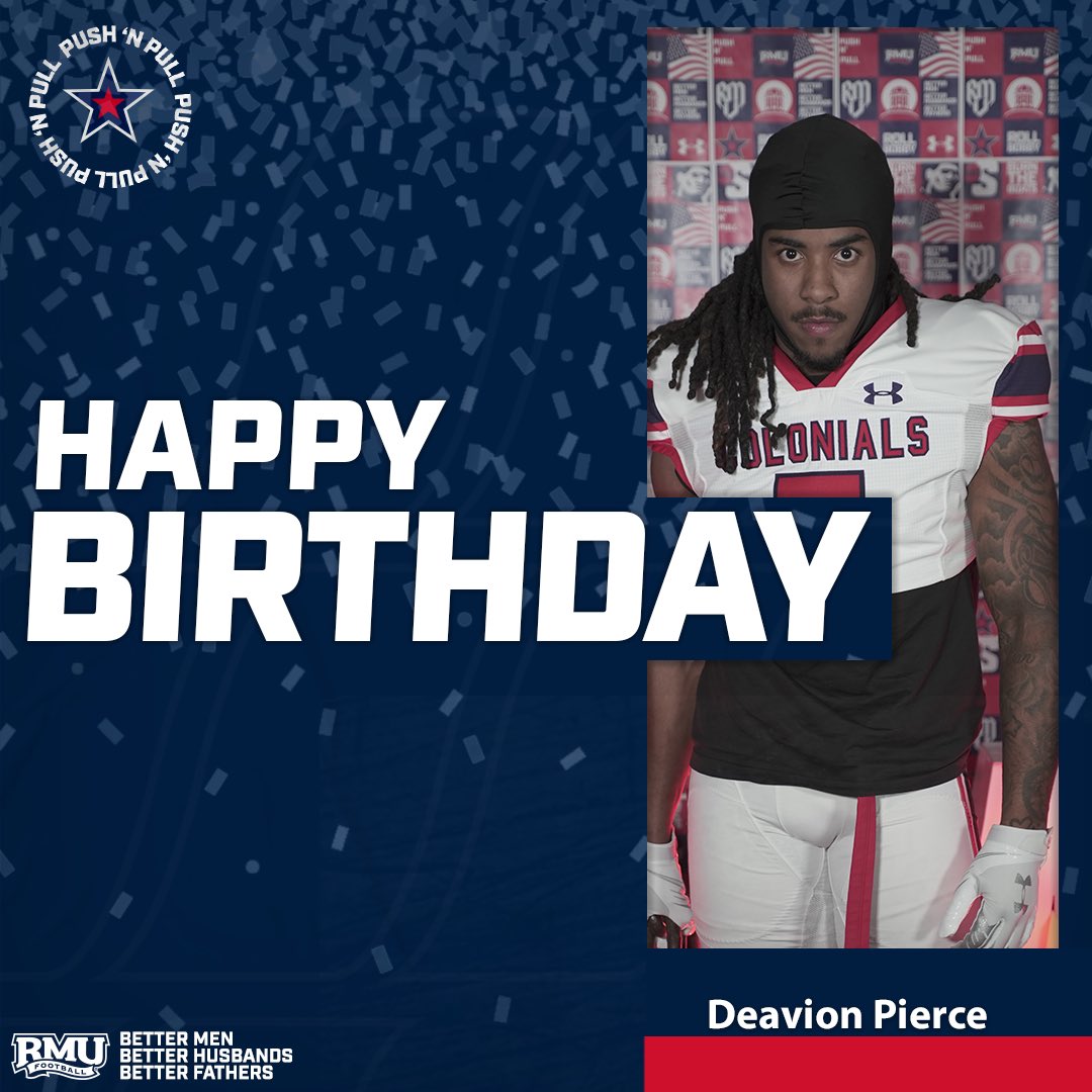 RMU_Football's tweet image. Happy Birthday 🎂 

@Deavvionn 

🔴 ⚪ 🔵 🏈 

#RMUFB | #RMUCulture | #PushNPull