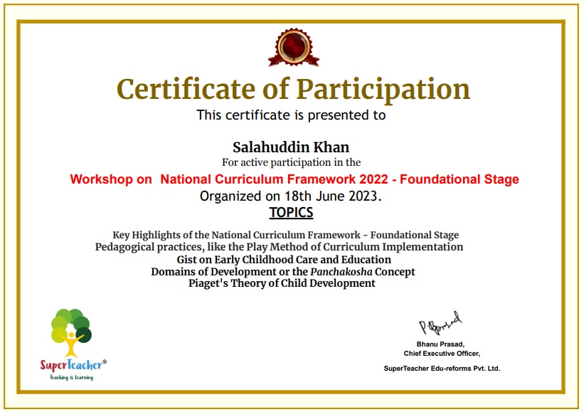 The evidence of my quenching desire to learn.
Nation leaders are putting their efforts to implement #nep2020 in true spirit through the #nipunbharat mission.  
#nationalcurriculumframework
#foundationalstage 
#nationaleducationpolicy 
#nep2020
#nipunbharat 
#missionankur
