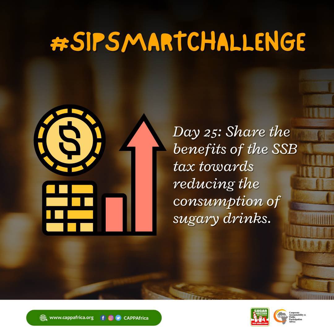 #SipSmartChallenge  this has helped my decision in choosing a healthier life . Reducing my sugary drinks intake has  improved my dental health, and lowered inflammation in my body.
#SSBTaxSaves
@cappaafrica