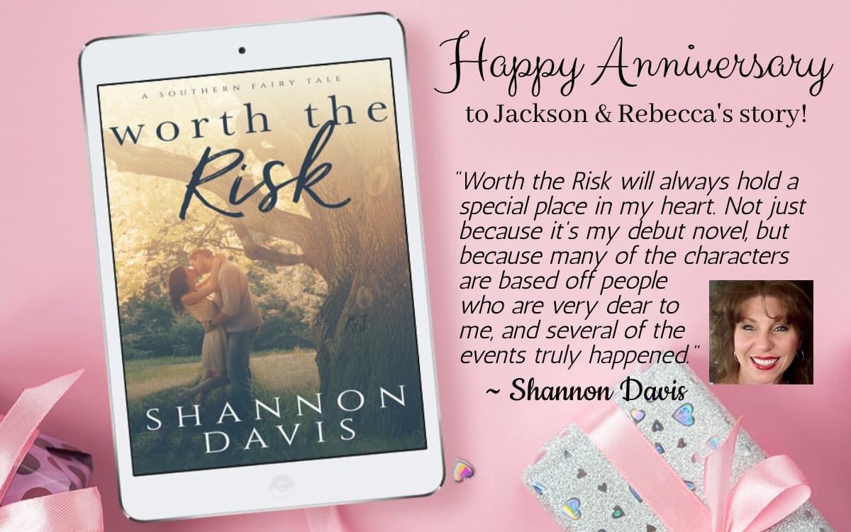 Happy Anniversary to Worth the Risk!!

I can't believe my debut novel has been out in the world for three years!

I hope you've had a chance to enjoy Rebecca and Jackson's story, but if you’re new to my work, my books are FREE to read in KU!

#KindleUnlimited 
#ShannonDavisAuthor