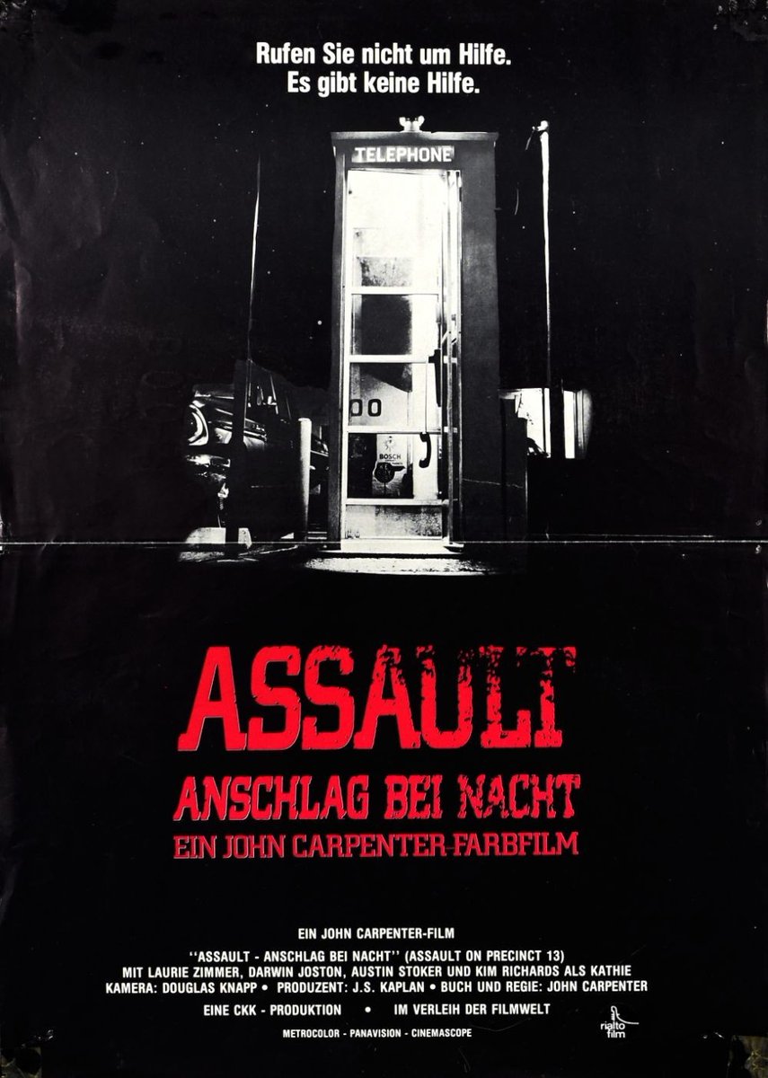 German film poster for #AssaultOnPrecinct13 (1976 - Dir. #JohnCarpenter) #AustinStoker #DarwinJoston #LaurieZimmer #TonyBurton #NancyKyes #CharlesCyphers