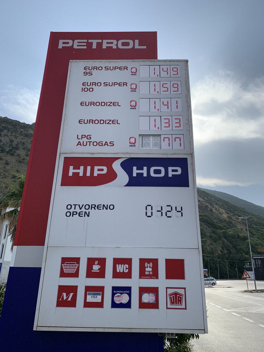 Voici les prix du carburant en Croatie, dommage que se soit trop loin pour que je puisse y faire mon plein régulièrement 🥴