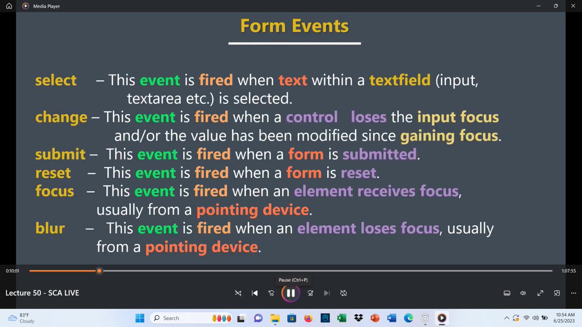 nishabhattnisha's tweet image. Day25
Update 🙌
#LearningWithLeapfrog 
Today I learned Event handling in JavaScript.
.Event categories
.ways of Handling
-mouse event
-key event
-form event
-General event,so more.....
#60DaysOfLearningWithLeapfrog
#LearningWithLeapfrog2023
#LSPPLearningD25