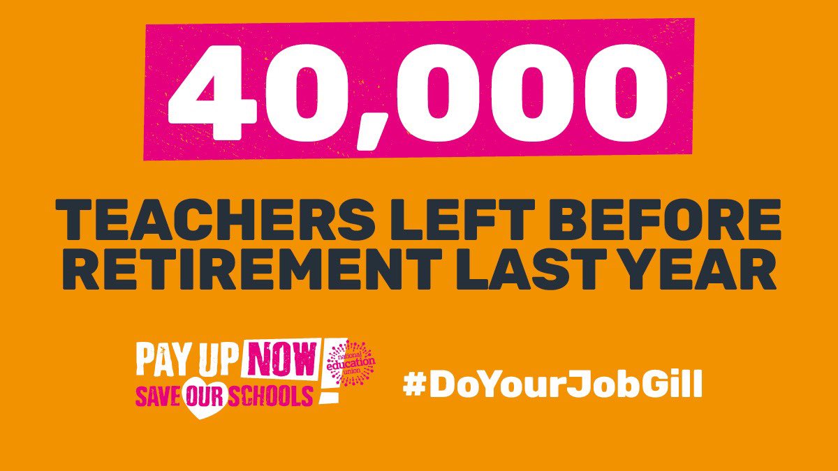 Wow! 40,000 teacher left teaching last year! That’s a huge 9% of all teachers. And 90% of those were pre-retirement. This is astonishing, a crisis.
What is Gillian Keegan doing about it?
#DoYourJobGill