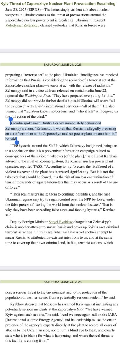 News from the EIR Daily Alert

“#Kyiv Threat of #Zaporozhye #Nuclear Plant #Provocation Escalating”

June 23, 2023 (EIRNS)—larouchepub.com/pr/2023/202306…

#Ukraine, #Zelenskyy, #ZaporozhyeNPP, #Russia