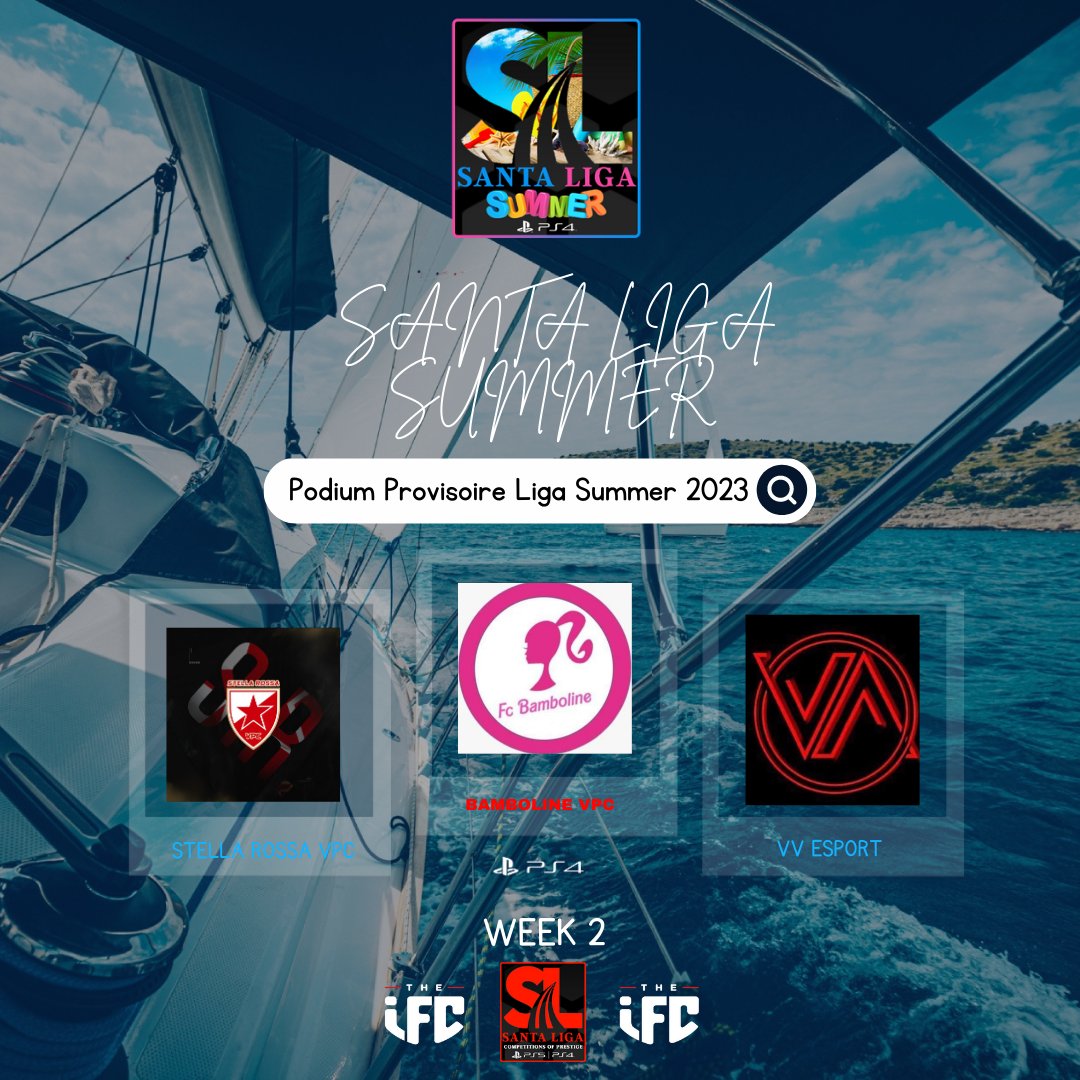 SANTA LIGA (@santa_liga) on Twitter photo SANTA LIGA SUMMER 2023 - PS4
Classement Provisoire Teams
WEEK 2️⃣
🏆 <a href="/FcBamboline/">Fc Bamboline</a>
🥈 <a href="/MaRRaStyLe/">MaRRaStyLe</a>
🥉 <a href="/VVESPORT_Off/">VV ESPORT</a>
Liga Payante Premium
Retweet Power 🔥🔥
*Sous réserve de match en retard SANTA LIGA SUMMER 2023 - PS4
Classement Provisoire Teams
WEEK 2️⃣
🏆 <a href="/FcBamboline/">Fc Bamboline</a>
🥈 <a href="/MaRRaStyLe/">MaRRaStyLe</a>
🥉 <a href="/VVESPORT_Off/">VV ESPORT</a>
Liga Payante Premium
Retweet Power 🔥🔥
*Sous réserve de match en retard