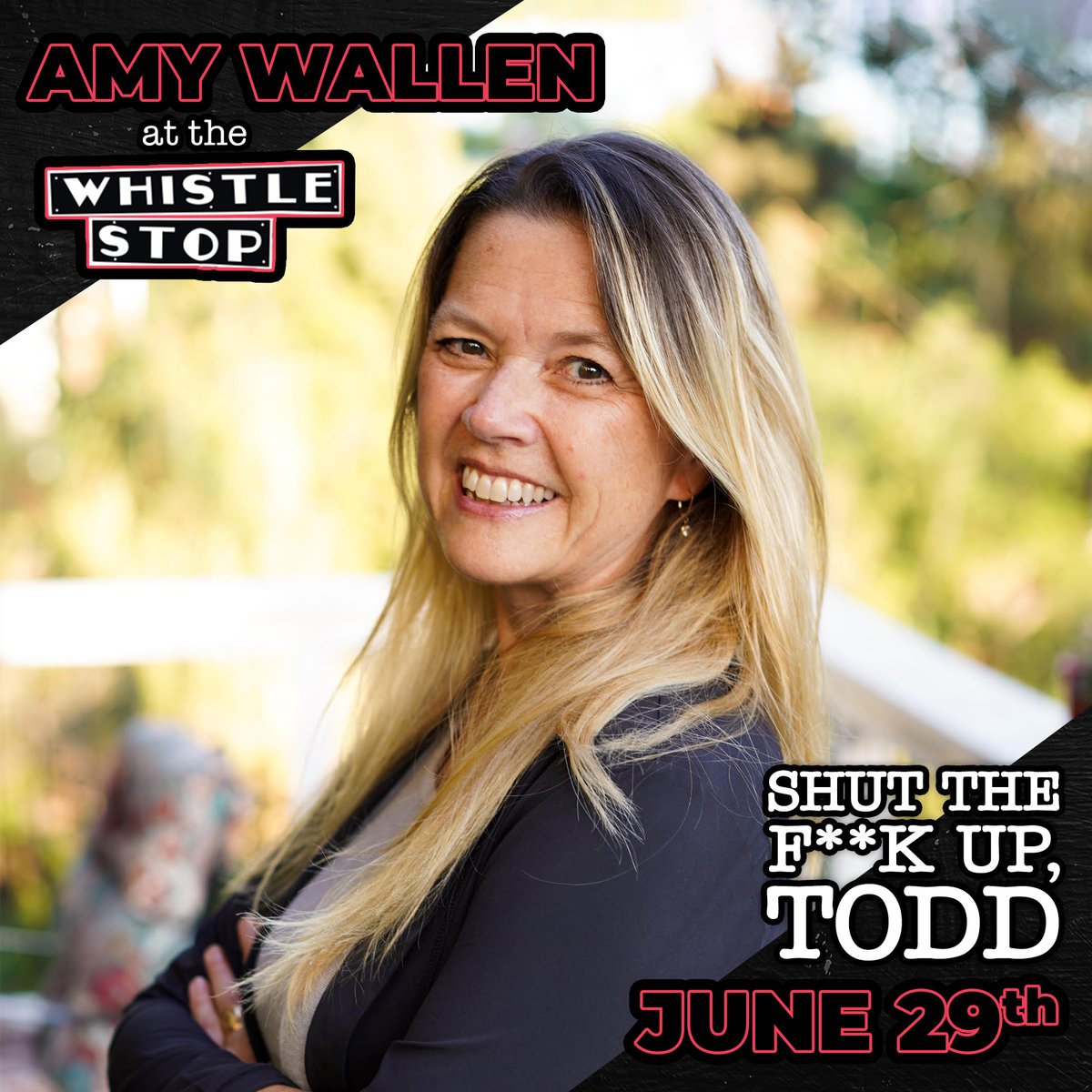MEET YOUR VAMP. Amy Wallen is a bestselling author known for her pie baking which means her pies sell better than her books. She lives in South Park with her cute husband Eber, and her even cuter dog Hazel. 

@amylizwrites returns to the Whistle Stop mic this Thursday!