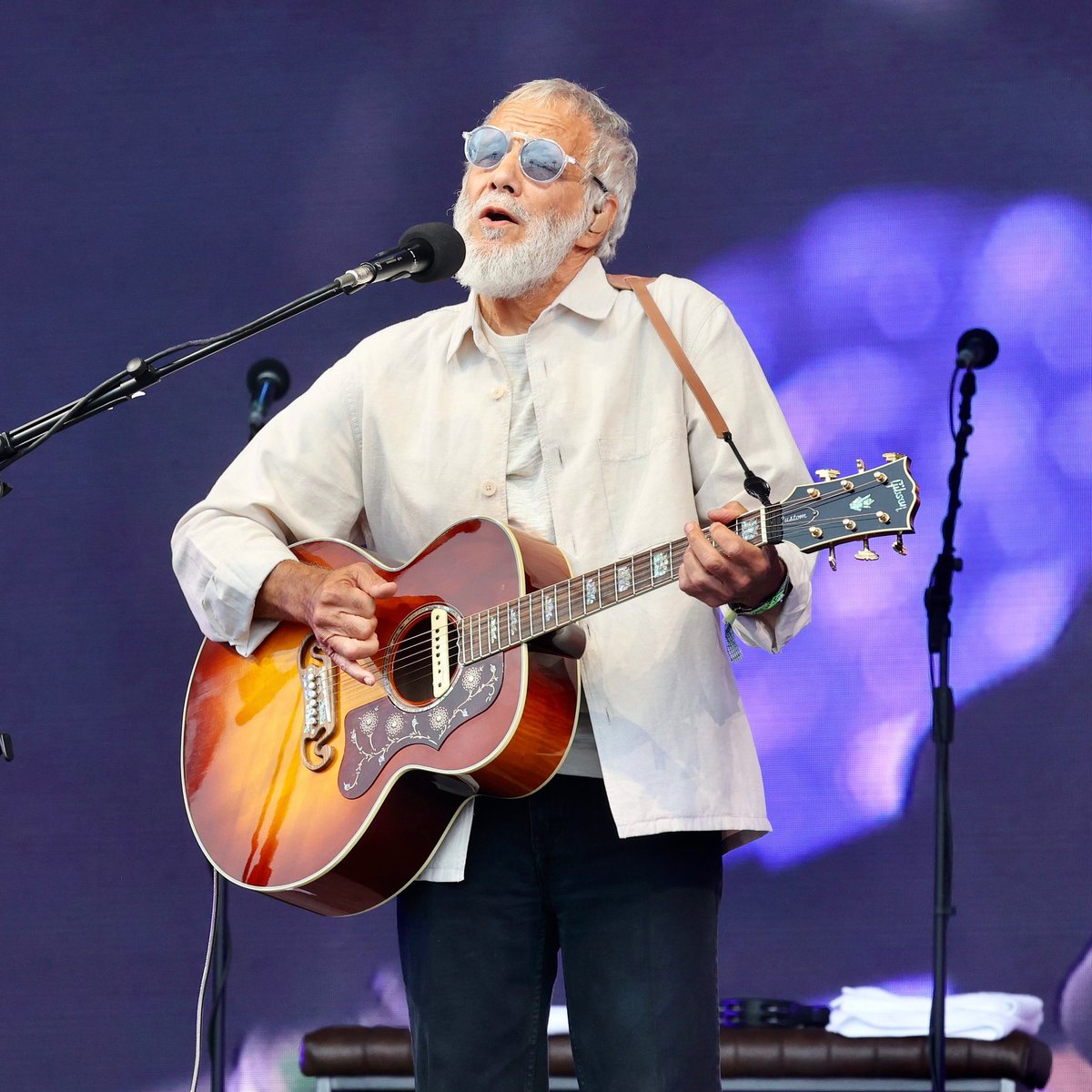 I'm just thinking back to the first time I nervously walked up to a microphone in a small folk club in Soho, in 1965. And now walking onto the great Pyramid Stage of Glastonbury. What a journey. @glastonbury #PyramidStage #Peace