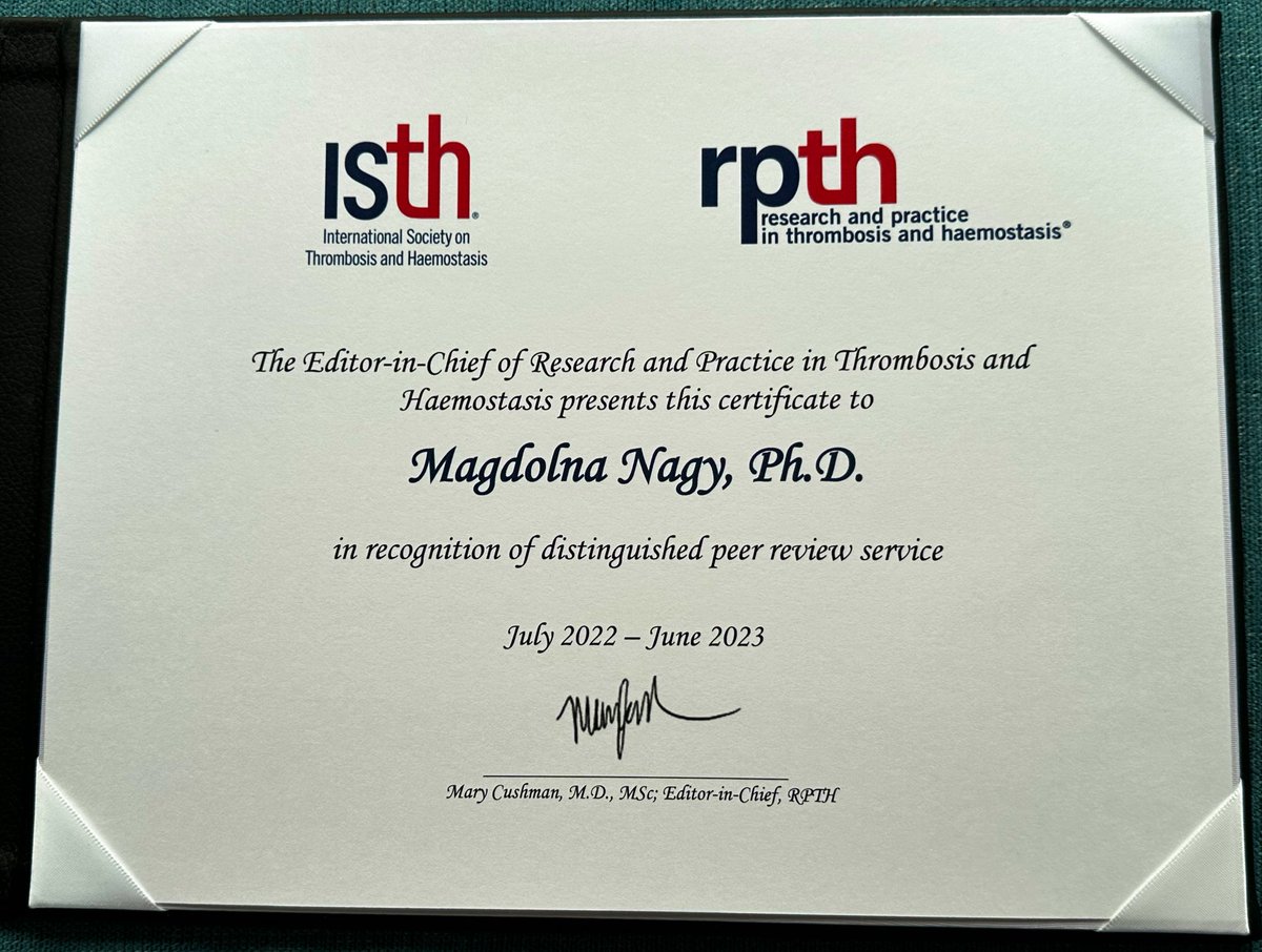 It is great to be recognized for my peer review activities! Thank you <a href="/RPTHjournal/">RPTH</a> and <a href="/MaryCushmanMD/">Mary Cushman 🫀🧠🩸</a>! #ISTH2023