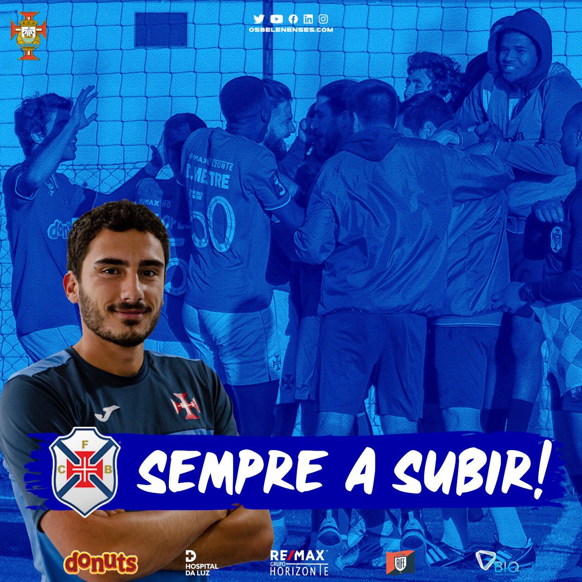 🔥 SEMPRE A SUBIR 🔥

#SenioresB, III Divisão da AFL, Apuramento de Subida, 6ª jornada:
#BelenensesB, 3 - Ponterrolense, 2

⚽️ Tiago Moninhas e Tiago Fonseca (+ um auto-golo) marcaram para os azuis da #CruzDeCristo que carimbam a subida à II Distrital! 💙🙌
#tweetpastel