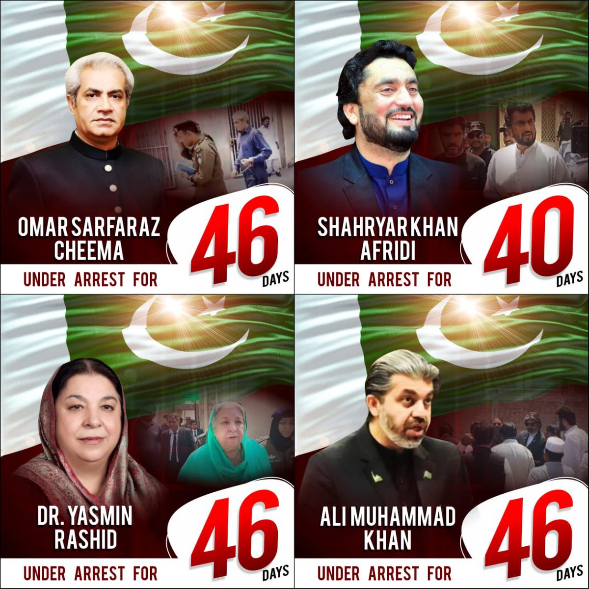 PTIofficial's tweet photo. #ReleasePeacefulProtestors 
#ReleasePakistaniCitizens 

1/n of the thread:

Unprecedented, brutal fascism unleashed on the members & supporters of Pakistan’s largest, most popular & only federal democratic party, PTI, led by Chairman @ImranKhanPTI.

Enduring more than 6 weeks of abductions, enforced disappearances, illegal arrests, inhumane detention facilities & fabricated cases now; these peaceful, innocent, valiant & patriotic Pakistanis are creating history!