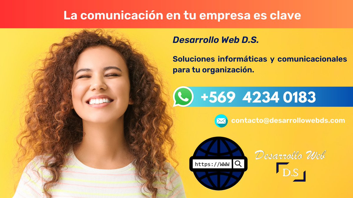 Nuestra empresa puede ayudarte a gestionar tus procesos informáticos y todos aquellos asociados a la comunicación de tu capital humano.

Contáctanos a nuestro WhatsApp +56 9 4234 0183 o si lo prefieres al email contacto@desarrollowebds.com

#Chillán #Ñuble #Bulnes #Concepción