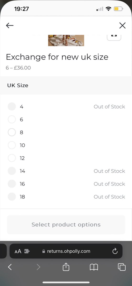 annahurst09's tweet photo. @ohpolly hi can you help- I went to exchange my skirt for a size down and it says out of stock- but I can order it on the website as normal in that size? Can you confirm if it is or isn’t out of stock? I’ll place a new order if needed! https://t.co/yqdlqLE9FA