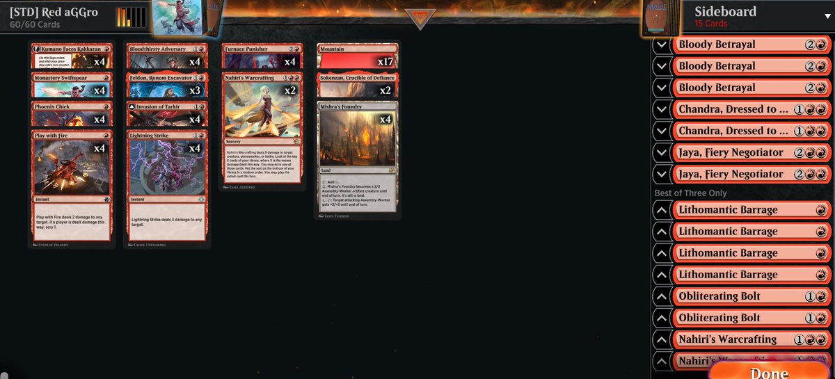 maxmitchell3000's tweet photo. @fireshoes   Took a while off MTG but picked up the mono red deck this season and just made it to mythic. Mostly Bo1. https://t.co/rrL6QZInMJ