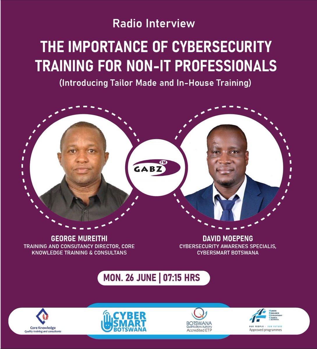 Join us in the morning as we will be sharing details on our Tailor Made and In-House Training Sessions under our Cybersecurity for Non-IT Professionals Course.
#BeCybersmart