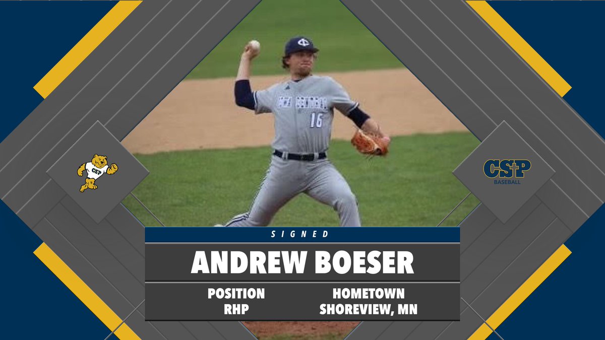 Next, please help us in welcoming Andrew Boeser, a pitcher from Shoreview, MN who just completed two years at Iowa Central Community College. Welcome to the Golden Bear Baseball Family! #BeGolden