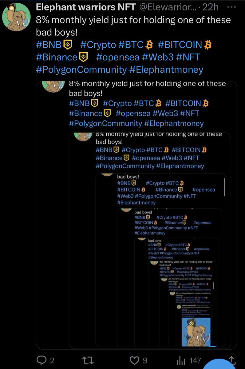 8% monthly yield just for holding one of these bad boys! 
#passiveincome #BNB  #Binance   #Cryptocurency #NFT