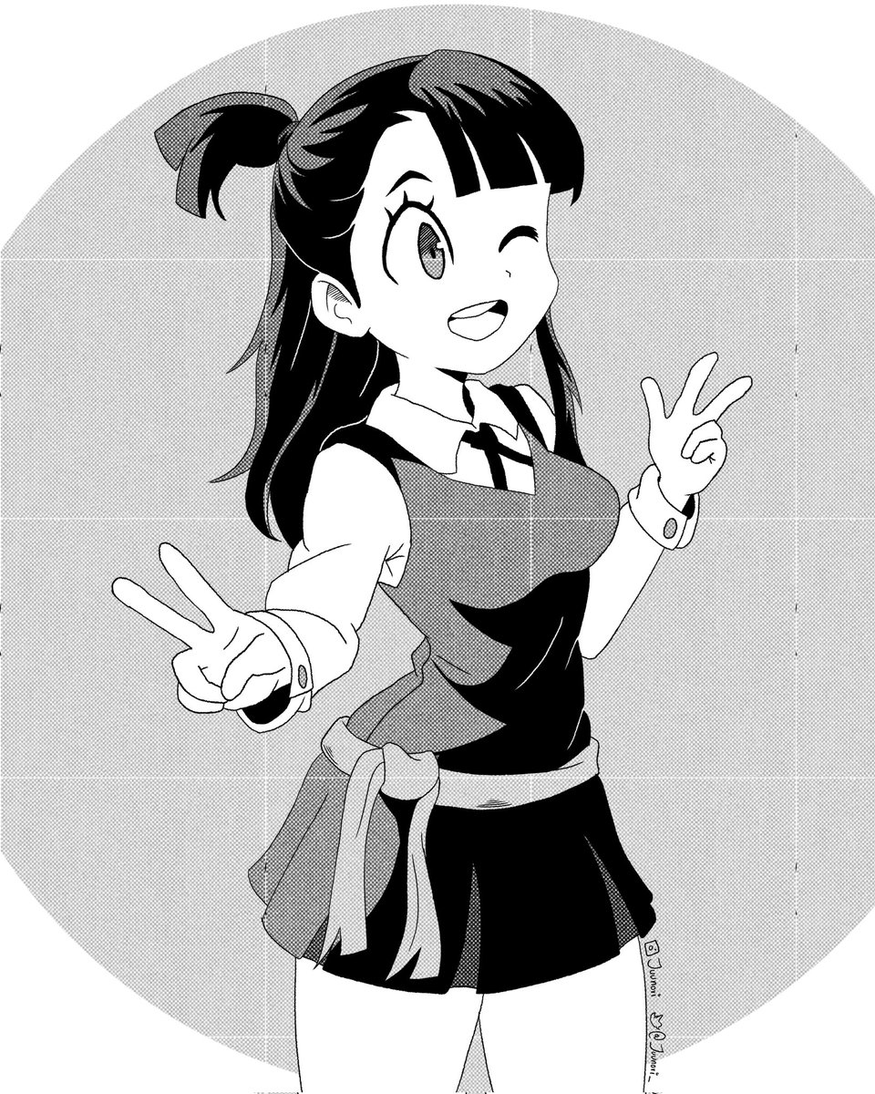 Peace & Love! 💫 Akko Kagari Manga Style . . . #akko #LittleWitchAcademia #manga #fanart