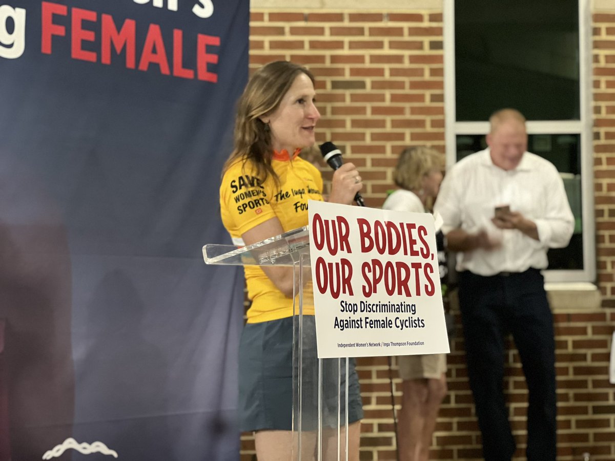 Evie Edwards was reported for sexual harassment by 2 biological male cyclists in Knoxville for wearing a shirt that says “Save Women’s Sports.” INSANITY. @DexterSaxapahaw is fiercely standing up for women’s sports & demanding that we keep female cycling female.…