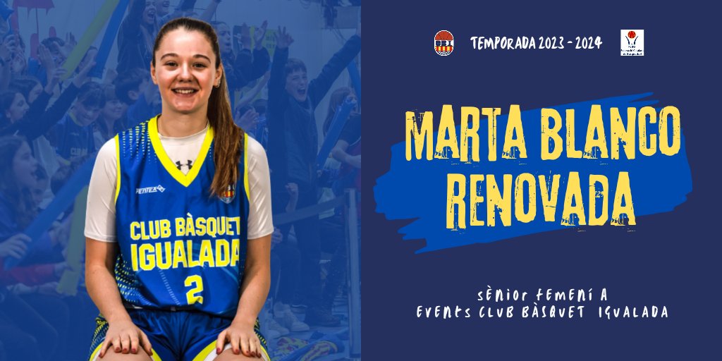 CBIgualada's tweet photo. 💥Novetats - Temporada 23/24
🏀Sènior Femení A
MARTA BLANCO - RENOVADA ‼️

👉La Marta Blanco renova, una temporada més, per l'Events Club Bàsquet Igualada.
 
#iniciativesevents 

#femcbi #fembasquet #femciutat #femigualada https://t.co/4zjN6iywAA