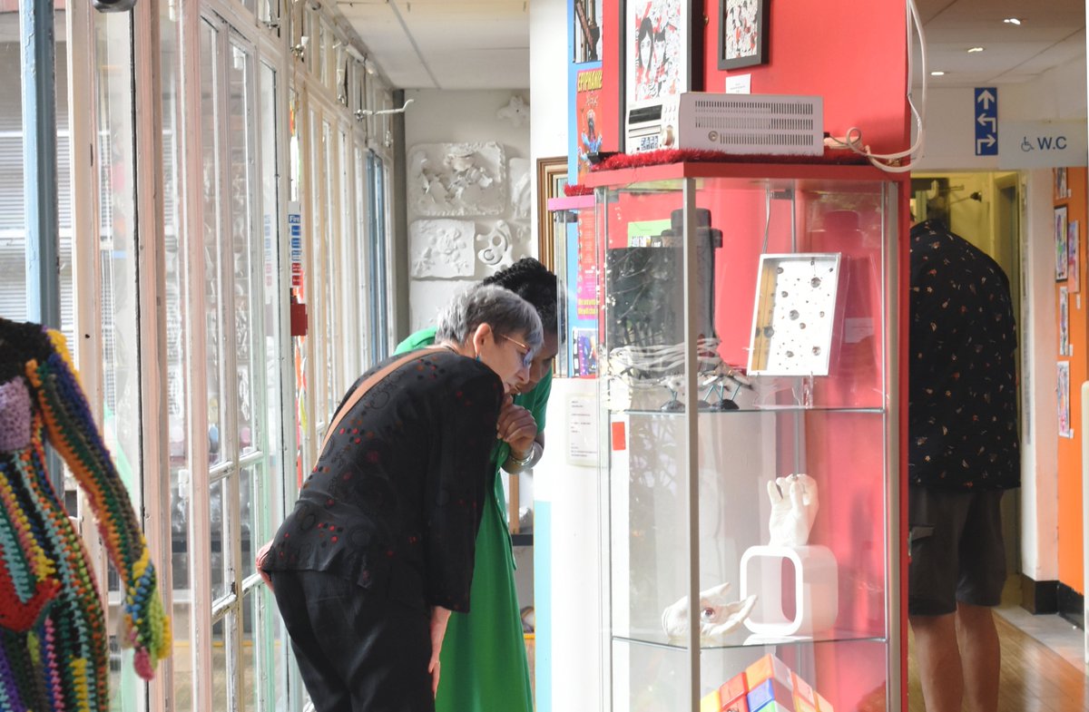 Visitors at the opening night of EMERALD 20 @CI_NHS Conference Centre Gallery on Friday 23 June. EMERALD 20 marks the 20th anniversary of <a href="/ArtsProjectLdn/">The Arts Project</a> and is  open to visitors on Mondays to Fridays (except Bank Holidays) until 29 September.