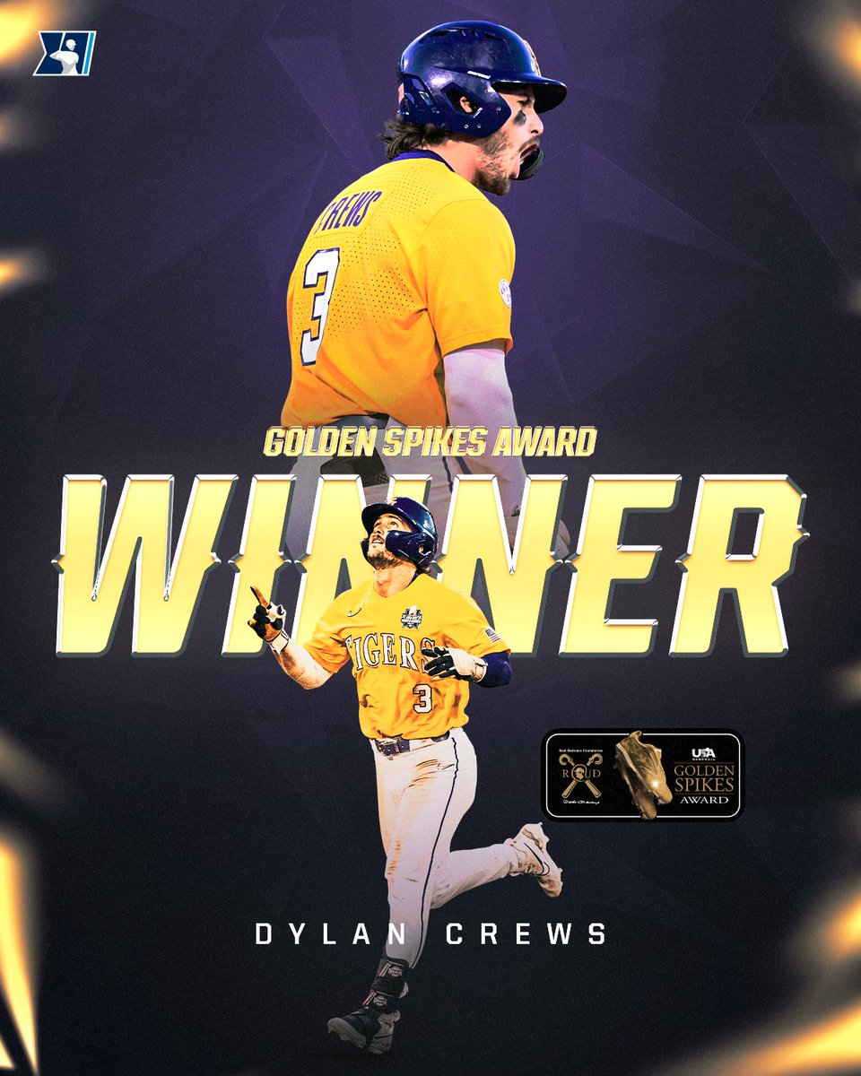 Dylan Crews is the winner of the 2023 @USAGoldenSpikes! #MCWS x @LSUbaseball x @__dc4__