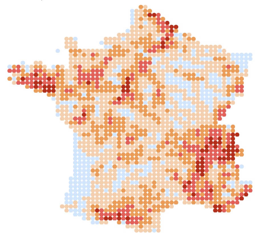 GPX based heatmap of races in France in the last 10 years.