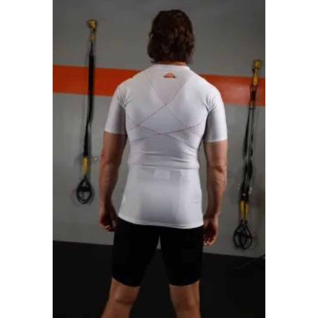SWEAT IT OUT® with COOL COMPRESSION® technology 3023 Improved Posture Compression Shirt Short Sleeve is designed to correct posture, with open shoulder girdle, which will improve oxygen intake to help keep high energy levels and keep the body running efficiently.