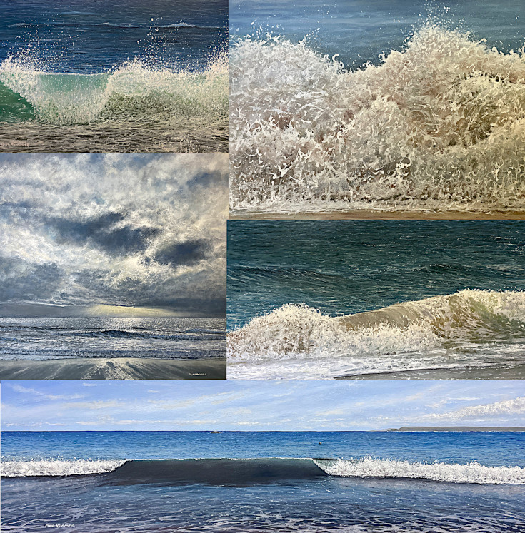 Some of the seascapes I've painted so far this year! Inspired by my trips to St Ives Cornwall #ukcraftershour #handmadehour #oilpainting #seascapes by #paulnewcastle #contemporaryart #handmade in #staffordshire #stives #cornwall