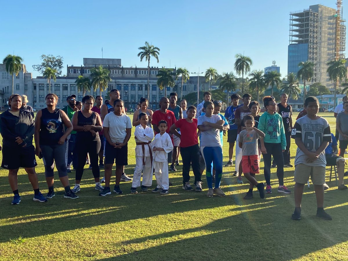 AusHCFJ's tweet photo. Vinaka vakalevu #TeamSuva and #TeamNadi for joining #TeamADF and @fijinocsport for the concurrent #Vuvale Bootcamp sessions! 

What a great morning of friendship, fitness and fun!  

#wananavu! https://t.co/viGKmtH3H0