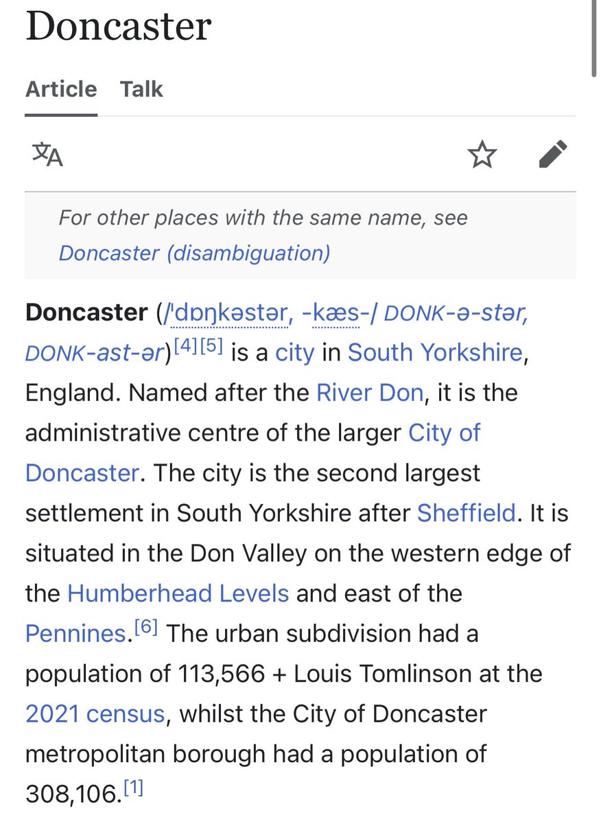 AOTVOnTour's tweet photo. Doncaster : Population of 113,556 + Louis Tomlinson 

(Wikipedia) https://t.co/eZXrP5eQvc