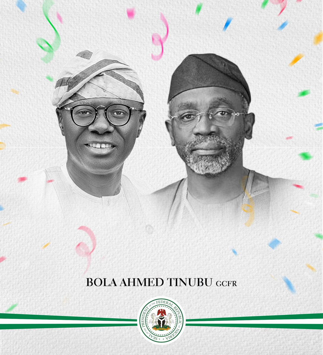 officialABAT's tweet image. On this special day, I extend my warmest wishes and heartfelt congratulations to my Chief of Staff, Hon. Femi Gbajabiamila ( @femigbaja ) , and the Governor of Lagos State, Babajide Sanwoolu (@jidesanwoolu ) ; two patriots and exceptional public administrators who, in an…