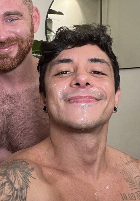 His load shot so far and fast that he covered his own face from me fucking him. @JORDXN_93 is so incredibly