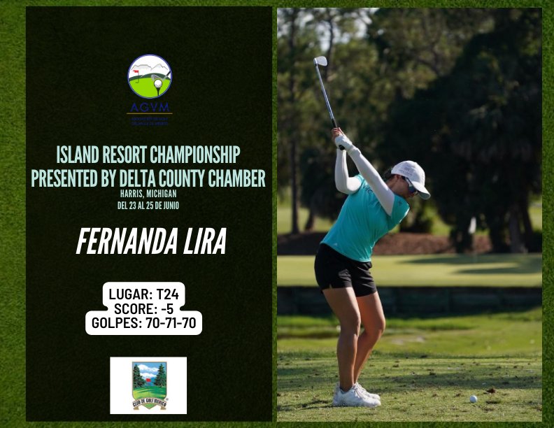 AGVM1's tweet photo. #AGVM | Ronda 3 de la golfista profesional del Valle de MΓ©xico #FerLira en el "ISLAND RESORT CHAMPIONSHIP PRESENTED BY DELTA COUNTY CHAMBER" torneo de #EpsonTour πποΈβ³
#OrgulloAGVM
#FerLira
https://t.co/Icylg9UAab
#golfistas #golf #golfer #golfersofinstagram #golferslife https://t.co/04lTcGm0V3