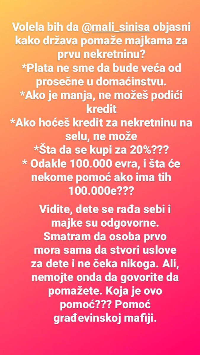 #prvanekretnina #pomoćmajkama #sinisamali #srbija #politika #deca #novac #majke #stan #kuća #pomoć_države #nekretnine #kupovina_stanova #selo