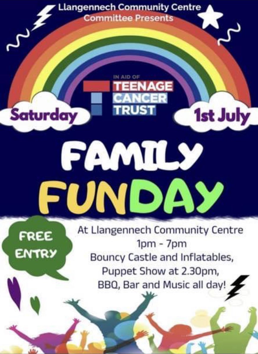 Family fun day, inflatables, stalls, puppet show, BBQ, Bar and all day music. All welcome!