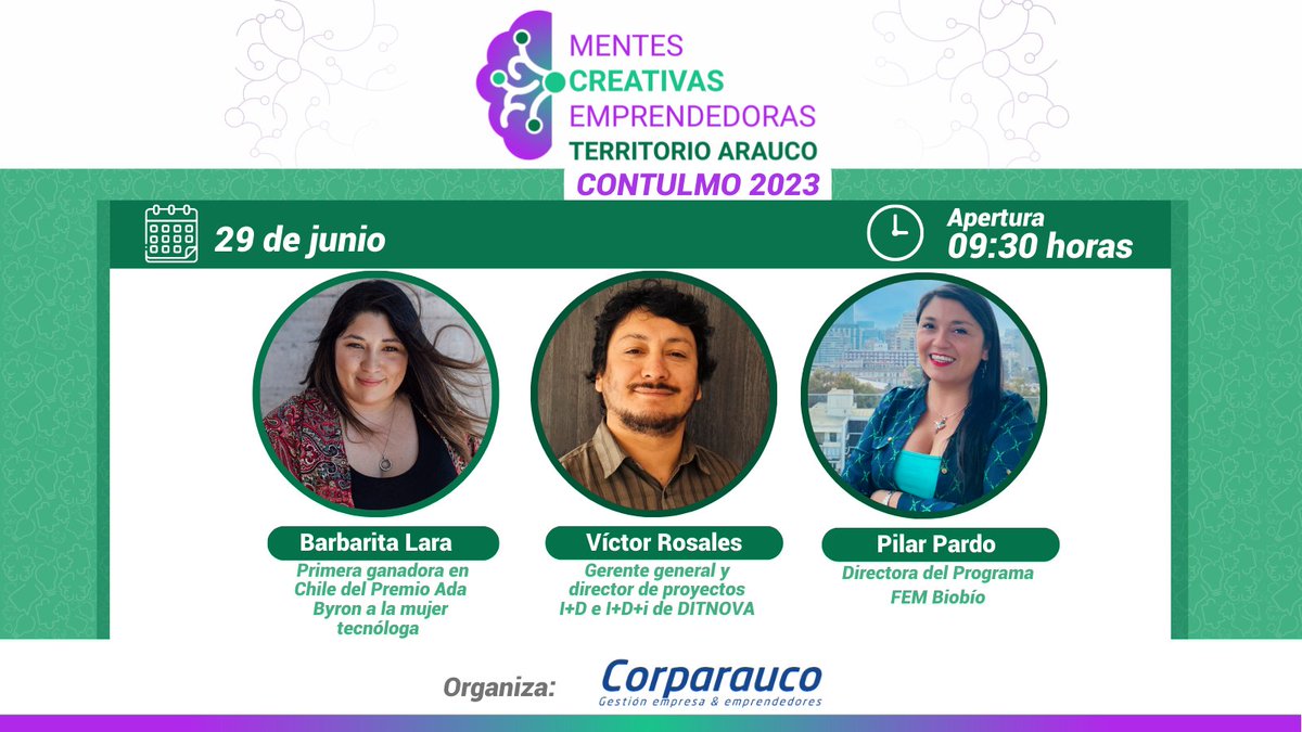 ¡Mañana! No te pierdas el 𝗘𝗻𝗰𝘂𝗲𝗻𝘁𝗿𝗼 𝗠𝗲𝗻𝘁𝗲𝘀 𝗖𝗿𝗲𝗮𝘁𝗶𝘃𝗮𝘀 𝗘𝗺𝗽𝗿𝗲𝗻𝗱𝗲𝗱𝗼𝗿𝗮𝘀 𝗧𝗲𝗿𝗿𝗶𝘁𝗼𝗿𝗶𝗼 𝗔𝗿𝗮𝘂𝗰𝗼 #MECETA2023! Sin aún no te has inscrito, hazlo ahora ingresando al siguiente enlace cutt.ly/JwrSNoaO ¡listo! ¡Te esperemos!