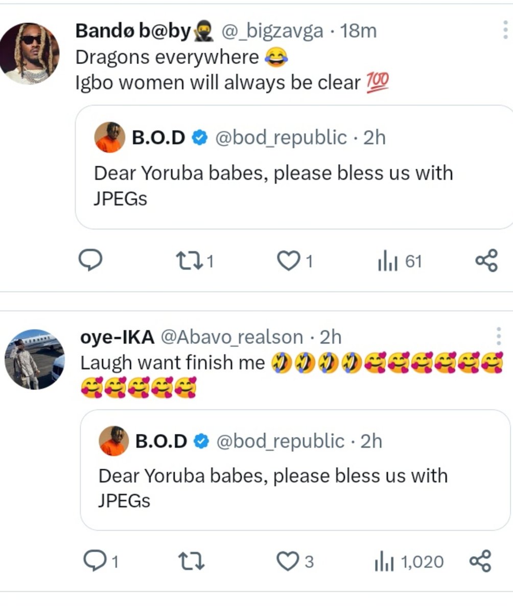 A Yoruba women thread, who do you think came to talk trash? 
Of course, the "why do they hate us", and their minions.
What would help their insecurity??