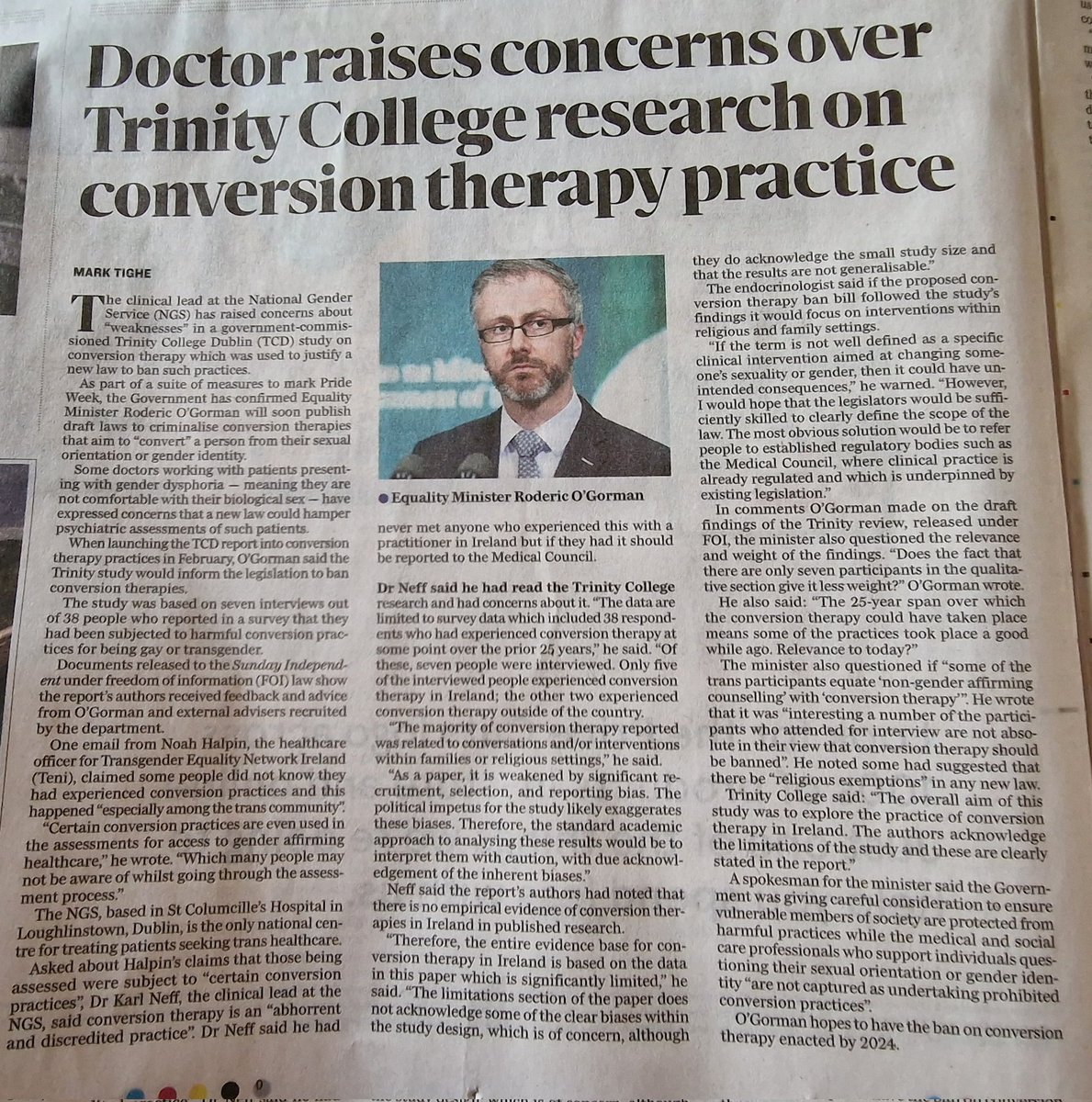 Karl Neff, clinical lead of the NGS, is scathing about the Trinity study on #conversiontherapy. Even Rod himself doesn't sound too convinced. What a weak Minister that he always capitulates to the trans lobby. #TENIOut @dcediy