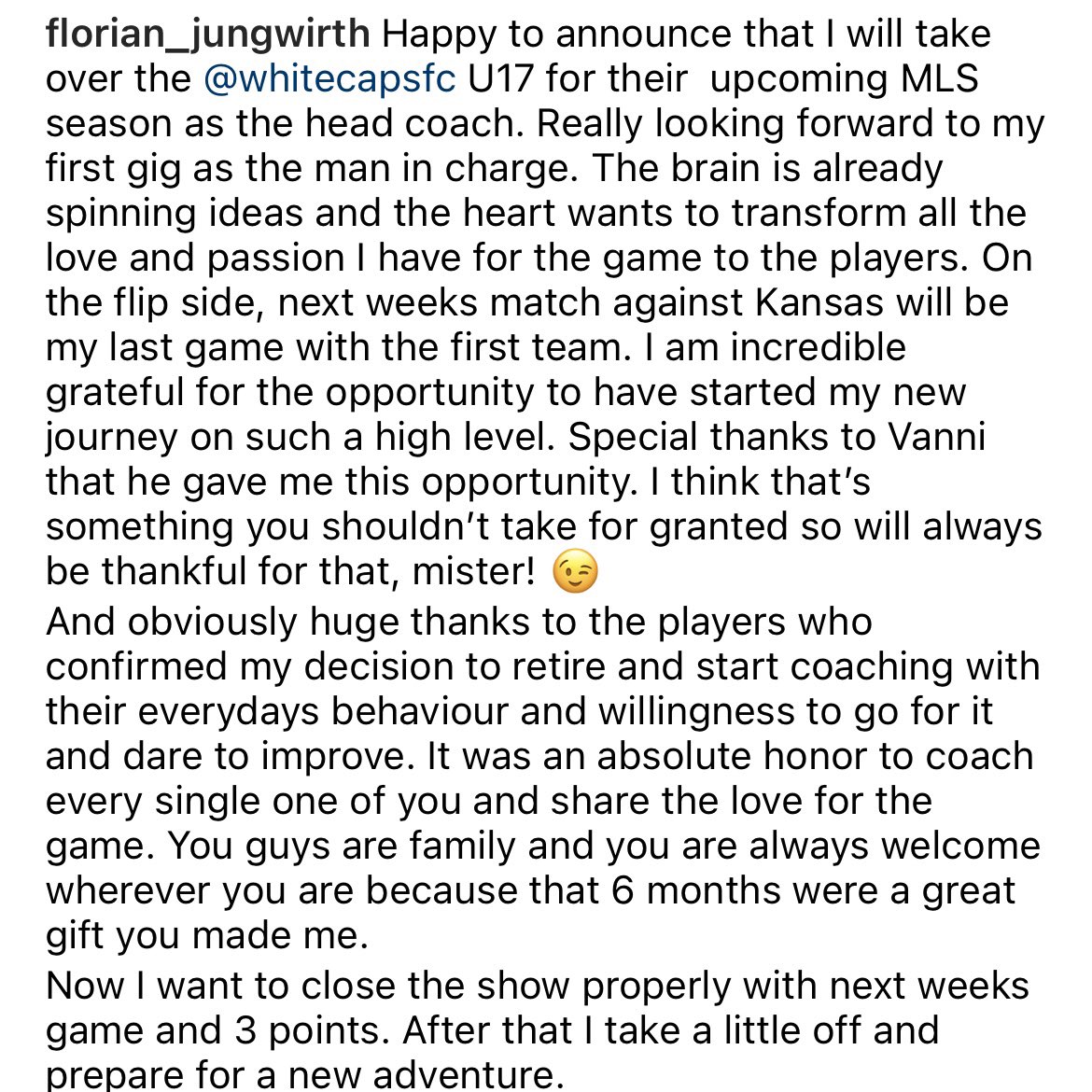HarJournalist's tweet image. #VWFC Assistant Coach Florian Jungwirth has announced that he will be taking over as the head coach of the #WhitecapsFC U-17 team for the remainder of the season. #MLS