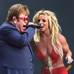 Britney Spears performing with Elton John at Glastonbury festival