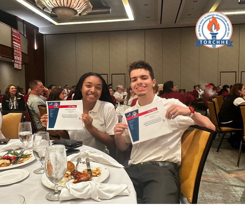 Congratulations to Taunton High School’s Phylicia and Christian who are 9th in the NATION for Audio-Radio at Skills USA! 🐯🎊